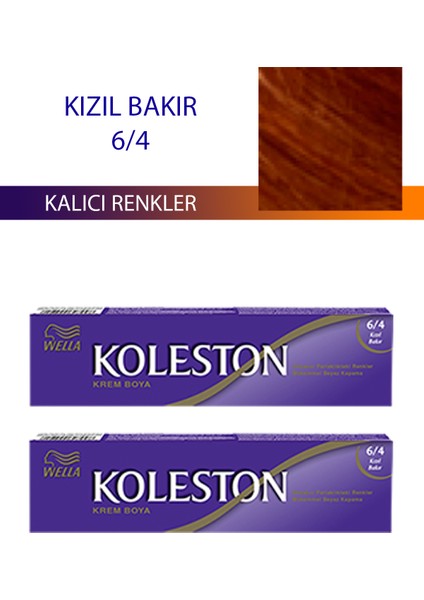 Wella Koleston 2 Adet Single Tüp Boya Saç Boyası Kızıl Bakır 6/4