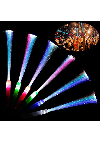 2 Adet LED Işıklı Çubuk Fiber Optik Çubuk Püsküllü Çubuk Parti Işıkları Konser Işıkları Renkli Pilli LED Işık