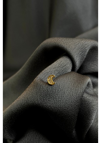 Ay Moon Star Model Piercing Zirkon Taşlı 316L Paslanmaz Çelik Altın Gold Renk