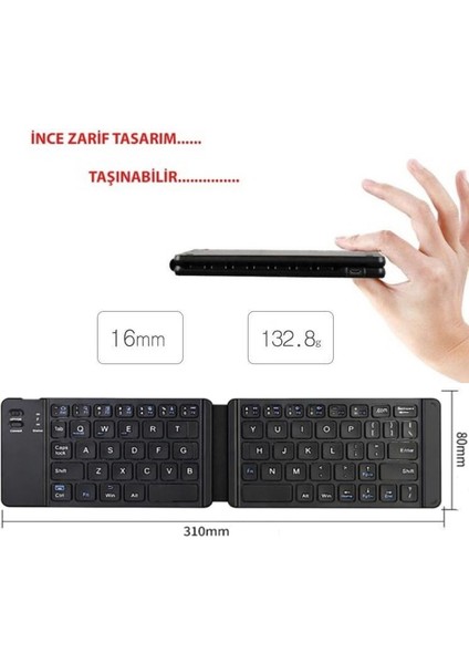 Kablosuz Katlanabilir Bluetooth  Klavye Ios/android/windows ipad Tablet Telefon Uyumlu