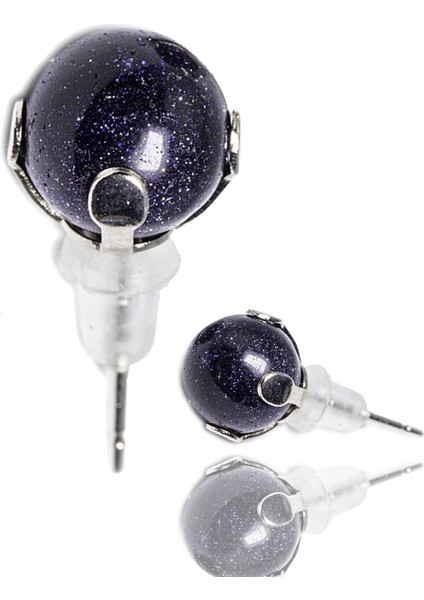 Doğal Mavi Yıldız Taşı Nokta Doğal Taş Küpe