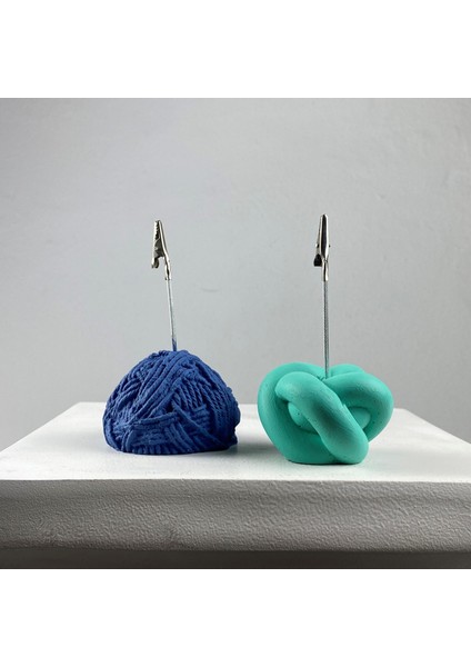 Gri Mavi Top Yumak ve Buz Yeşili Düğüm Not Tutucu 2'li Set