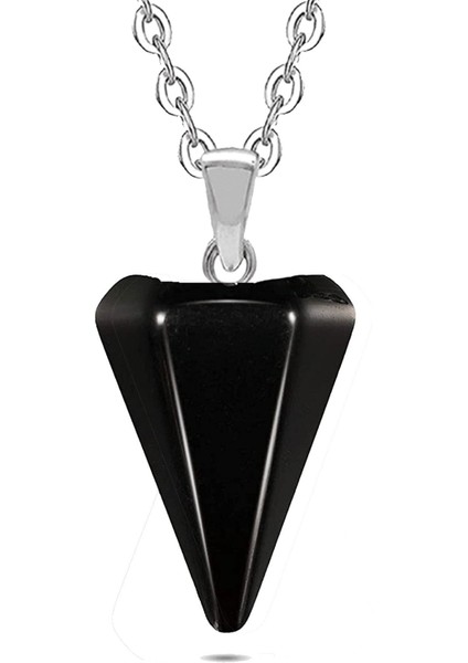 Sertifikalı Doğal Obsidyen Taşı Doğal Taş Pandül Kolye