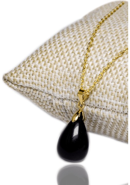 Sertifikalı Doğal Obsidyen Taşı Kolye (24K Altın Kaplama) fiyatları