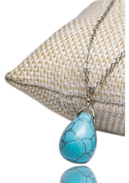 Sertifikalı Doğal Firuze Taşı Kolye (Gümüş Aparatlı)