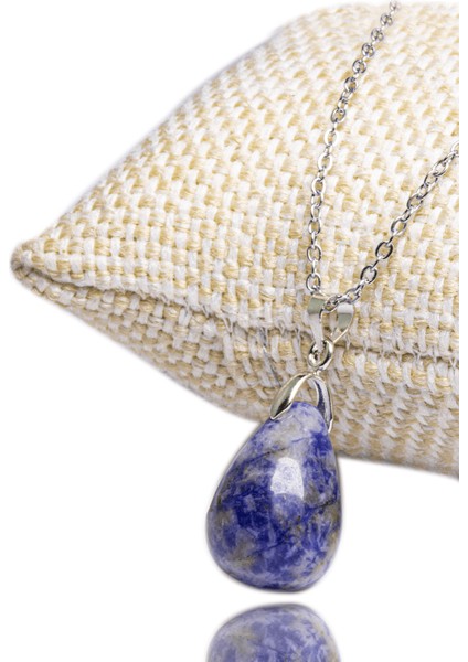 Sertifikalı Doğal Lapis Lazuli Taşı Kolye (Gümüş Aparatlı)