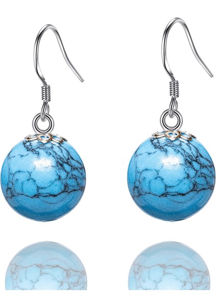 Doğal Firuze Taşı Gümüş Küpe