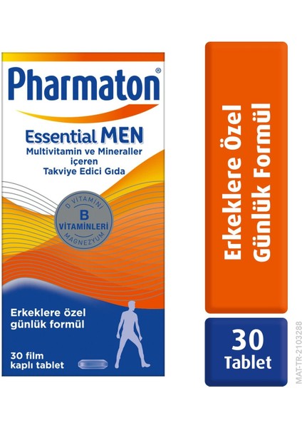 Essential Men 30 Tablet - Magnezyum, Vitamin B, Vitamin D, Multivitamin ve Mineraller