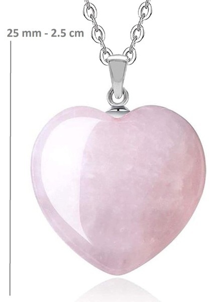 Sertifikalı Kalp Kesim Doğal Pembe Kuvars Taşı Kolye fiyatları