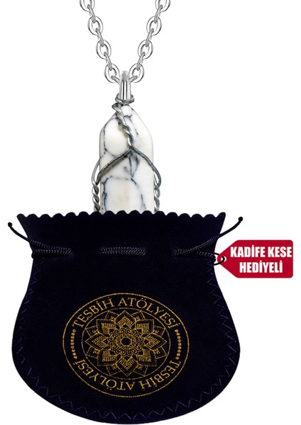 Sertifikalı Çivi Doğal Havlit Taşı Kolye modelleri