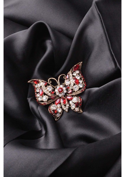 Broş Fıgurlu Otantık Desenli Bronz Kristal Taşli