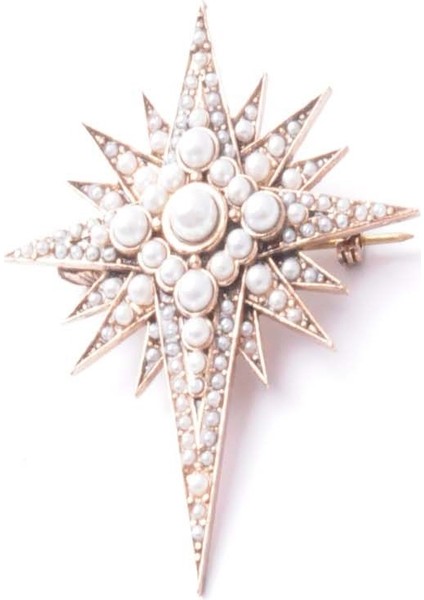 Broş Yıldız Otantık Desenli Bronz Kristal Taşli fiyatları