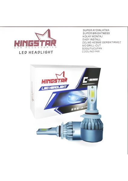 Kingstar H3 Beyaz C Serisi Headlight Xenon Şimşek Etkili Far Ampul 8000 Lümen