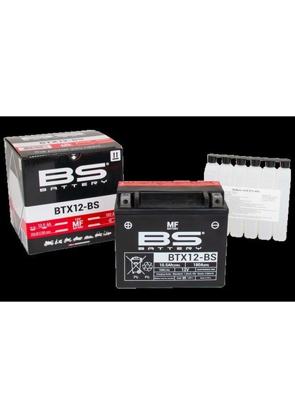 BS Battery Bs BTX12-BS 2007-2016 Aprilia Scarabeo 200 Uyumlu Akü Sulu Akü