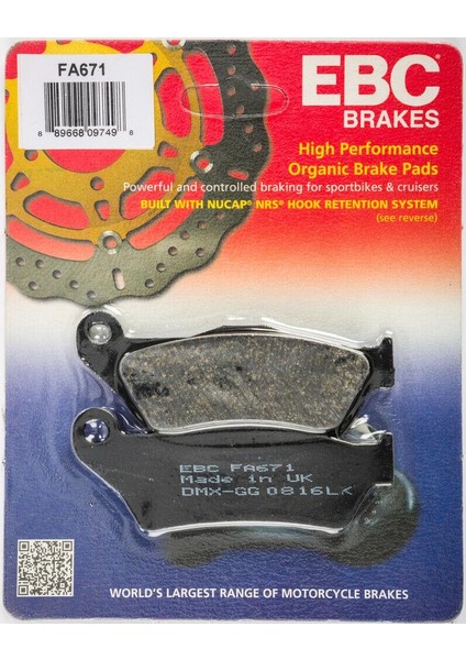 FA671 2005-2010 Bmw K 1200 R Uyumlu Arka Fren Balatası Organik Balata