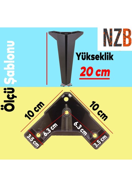 Lüks Mobilya Kanepe Sehpa Tv Ünitesi Koltuk Ayağı 20 cm Siyah Baza Ayak indirimleri