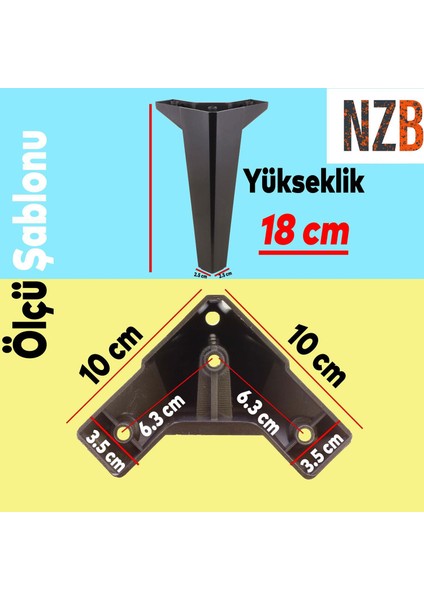 Lüks Mobilya Kanepe Sehpa Tv Ünitesi Koltuk Ayağı 18 cm Siyah Baza Ayak indirimleri