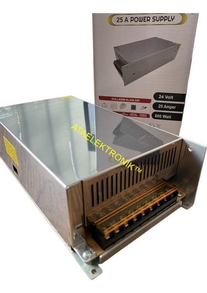 24Volt Ile Çalışan Motor Su Pompası Şerit LED Robur LED Bar Modül LED Adaptörü Trafo Tırafo 220 Volt Anahtarlı 110 Volt Giriş Voltaj Ile Çalışma Özelliği 24 Volt 25 Amper 600 Watt Fanlı