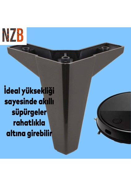 Lüks Mobilya Kanepe Sehpa Tv Ünitesi Koltuk Ayağı 12 cm Siyah Baza Ayak