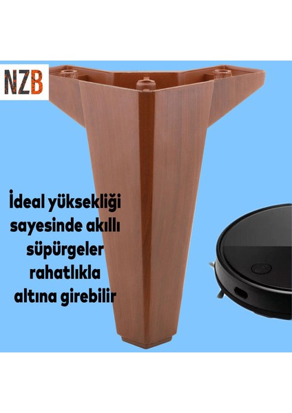 Lüks Mobilya Kanepe Sehpa Tv Ünitesi Koltuk Ayağı 15 cm Ahşap Desenli Kahverengi Baza Ayak