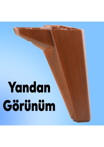Lüks Mobilya Kanepe Sehpa Tv Ünitesi Koltuk Ayağı 15 cm Ahşap Desenli Kahverengi Baza Ayak