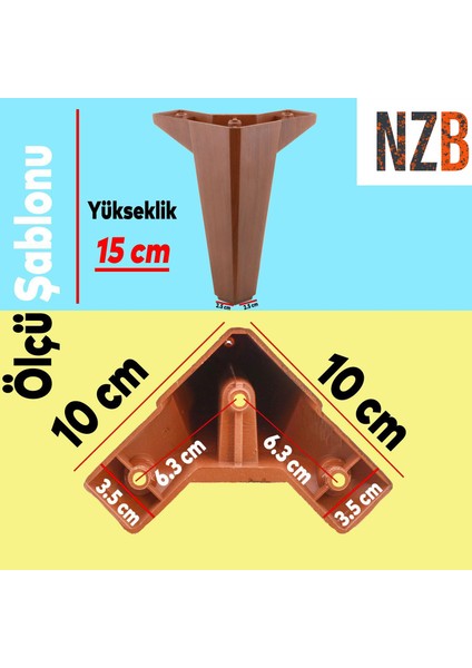 Lüks Mobilya Kanepe Sehpa Tv Ünitesi Koltuk Ayağı 15 cm Ahşap Desenli Kahverengi Baza Ayak