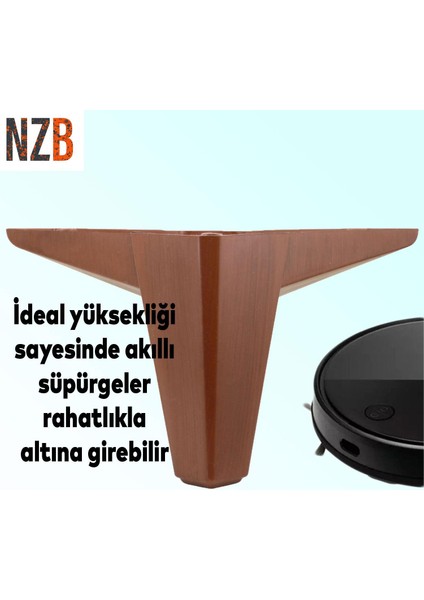 Lüks Mobilya Kanepe Sehpa Tv Ünitesi Koltuk Ayağı 14 cm Ahşap Desenli Kahverengi Baza Ayak