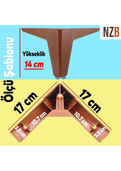Lüks Mobilya Kanepe Sehpa Tv Ünitesi Koltuk Ayağı 14 cm Ahşap Desenli Kahverengi Baza Ayak