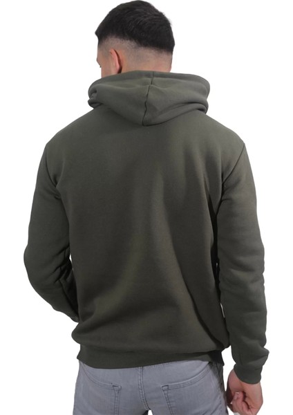 Erkek Vintage Haki Kapüşonlu SWEATSHIRT-219