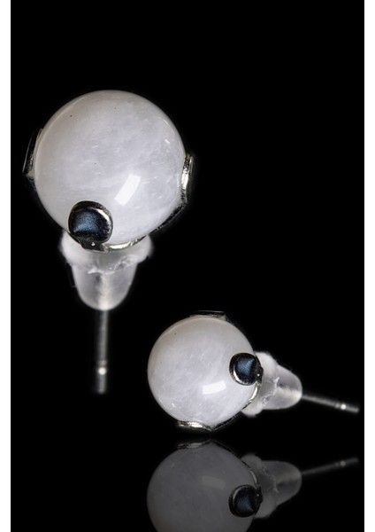 Doğal Ay Taşı Nokta Doğal Taş Küpe