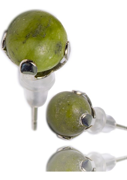 Doğal Yeşim - Jade Taşı Nokta Doğal Taş Küpe