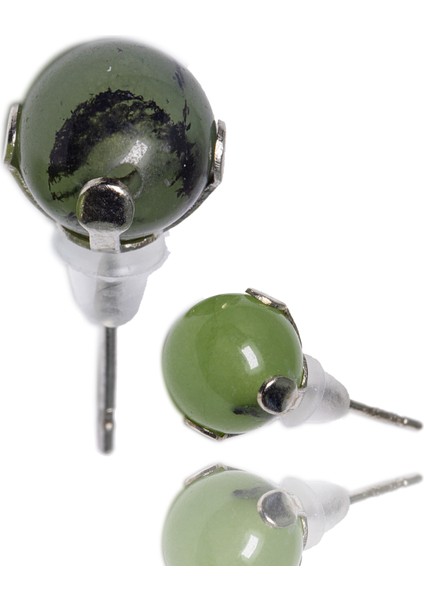 Doğal Prehnit (Prinayt) Taşı Nokta Doğal Taş Küpe