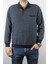 Giyim Erkek Polo Yaka Cepli Regular Kalıp Selanik Örgü Düz Renk Füme Sweatshirt SLN100 1