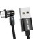 Ayarlanabilir Örgülü Şarj USB Kablosu 360 ° ve 180 ° Dönen Siyah 2m Tip-C (Yurt Dışından) 5
