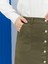 Boydan Düğmeli Gabardin Etek- Haki 5