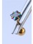 Kare Taş Koyu Hologram Küçük Boy Gold Piercing 1