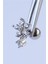 Yuvarlak Çiçek Sallantı Taş Silver Piercing 1