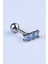 3 Kare Baget Mavi Taş Silver Piercing 2