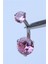 Pembe Tek Taş Küçük Boy Göbek Silver Piercing 1