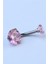 Pembe Tek Taş Küçük Boy Göbek Silver Piercing 3