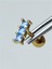 3 Kare Baget Mavi Taş Gold Piercing 1