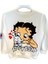 Betty Boop Dijital Baskılı Ekru Renk Bisiklet Yaka 2 Iplik Detaylı Sweatshirt 1