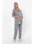 Gri Önden Düğmeli Hamile Lohusa Pijama Takımı 4