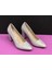 9 Cm. Kalın Topuklu Bayan Simli Stiletto Ayakkabı 1