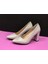 9 Cm. Kalın Topuklu Bayan Simli Stiletto Ayakkabı 4