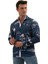 Indigo Mavi Hawaii Desen Baskılı Nefes Alan Slim Fit Gömlek 2