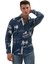 Indigo Mavi Hawaii Desen Baskılı Nefes Alan Slim Fit Gömlek 3