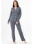 Önden Düğmeli Soft Kadın Pijama Takımı Mavi 1