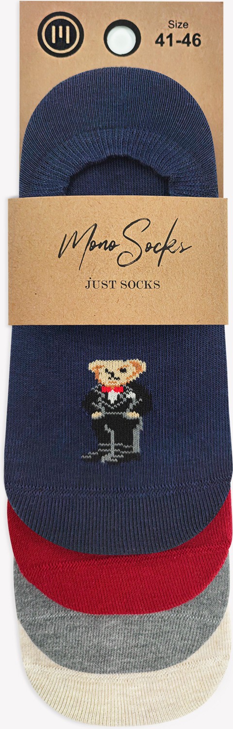 Mono Socks 4'lü Teddy Bear Görünmez Sneaker Çorap