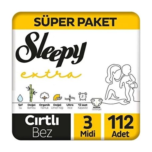 Sleepy Extra Günlük Aktivite Bebek Bezi 4lü Jumbo 3 Beden 4 9 kg 112'li